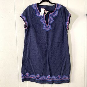 Vineyard Vines Women's 14 Dress Starfish Burn Out Blue Coral Beaded Embroidery